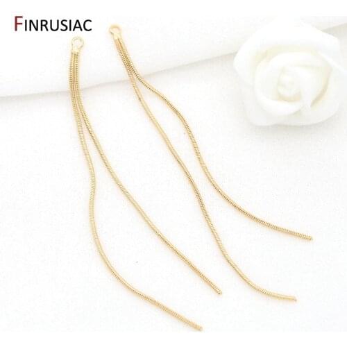 14K Real Gold Plated Long Tassel Pendant Charm For Earrings Making Handmade DIY Earring Components