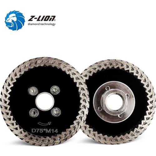 Z-LION 2pcs 3 Inch Diamond Saw Blades Hot Pressed Mini Cutting Disc Turbo Rim Diamond Blade With Removable M14 Flange For stone