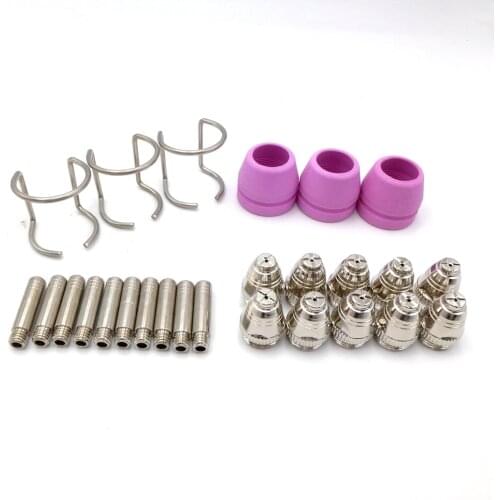 26PCS SG55 AG-60 WSD-60P LGK60 Plasma Cutter Consumables Kit Electrode Nozzles Shield Cup Spacer Guide Kits