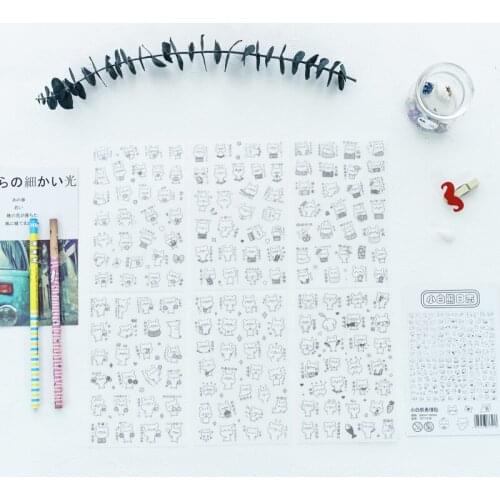 6 Sheets/Pack Kawaii Bear Cartoon Animal Decoration Scrapbooking Stickers Transparent PVC Stationery Planner Stickers