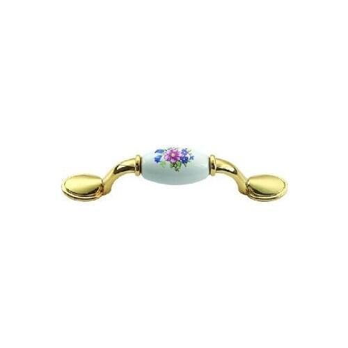 Antique Copper Ceramic handle white blue flower garden European-style retro furniture cabinet handle door handle 1138 series