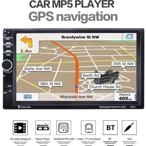 7 inch 7021G Automagnitola 2 Din Car Radio Video MP5 Player BT GPS Navigation Steering Wheel Remote Control Support Rear Camera
