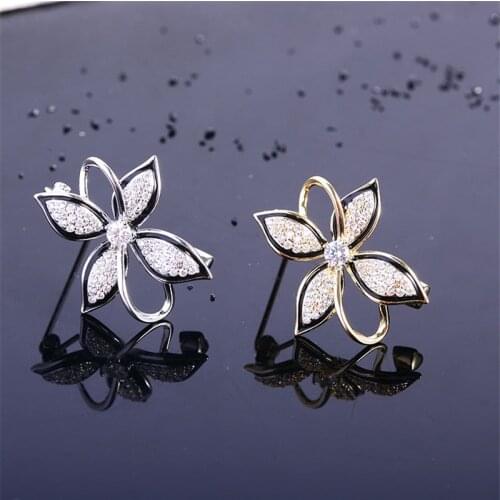 New Arrival Rhinestone Crystal Flower Brooches For Women Enamel Pins Bags Bijoux Accessories Luxury Wedding Jewelry Mujer broche
