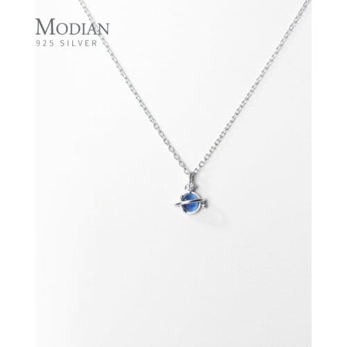 Modian Gradient Color Crystal Luxury 925 Sterling Silver Planet Pendant for Women Link Chain Necklace Fine Jewerly 2020 Design
