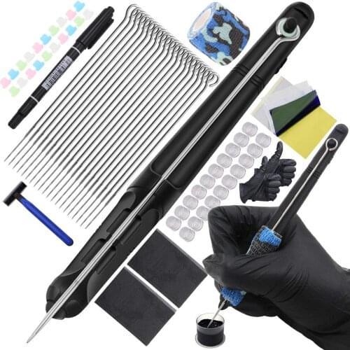 Black Stick and Poke Pen Kit Hand Poke Pen 20 Tattoo Needles Tattoo Accessories DIY Tattoo Supply Tattoo Kit for Tattoo Artist