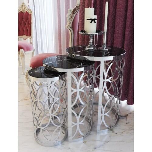 Black Marble Pattern Laser Cut Lux Silver Zigon Coffee Table wohnzimmertisch طاولة غرفة معيشة столик из стекла