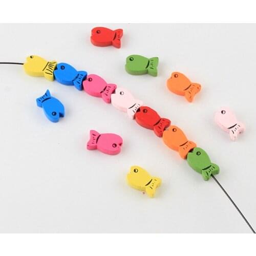 30pcs Wooden Beads Lovely Fish shape Spacer Wood beads for jewelry making DIY