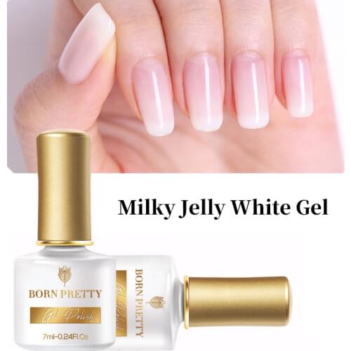 BORN PRETTY Opal Jelly Gel Nail Polish 7ml Pink Jelly Gel Polish Base No Wipe Top Coat White Soak Off Nail Art UV Gel Varnish