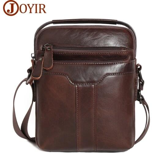 JOYIR Mens Shoulder Genuine Leather Bags Flap Small Messenger Bag for 9.7" Ipad High Quality Handbag Crossbody Bags for Men