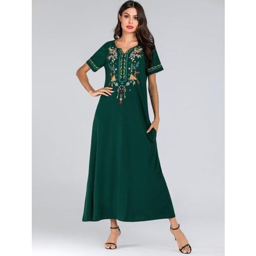 Caftan Marocain Abaya Dubai Turkey Islam Kaftan Muslim Embrodier Dress Africa Dress For Women Robe Arabe Musulman Djellaba Femme