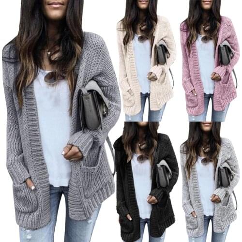 Cardigan Women Casual Fashion Quality Sweater Coats Autumn Winter Women Solid Color Long Sleeve Knitted Cardigan Sweater Jacket