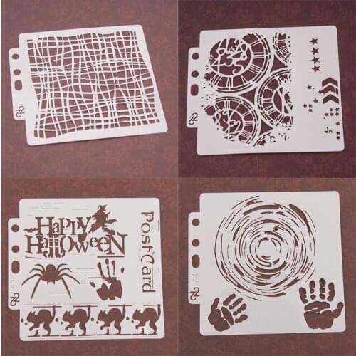 4pc Kawaii Spider Cat Stencil DIY Scrapbooking Stamping Coloring Embossing Drawing Painting Template Decoration Crafts Reusable