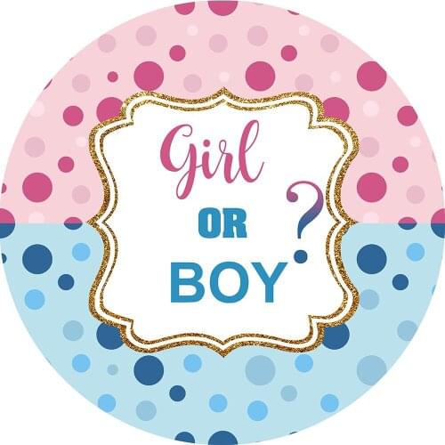 Round circle background Gender reveal boy or girl Backdrop baby shower pink and blue dots Party table Covers decoration YY-474