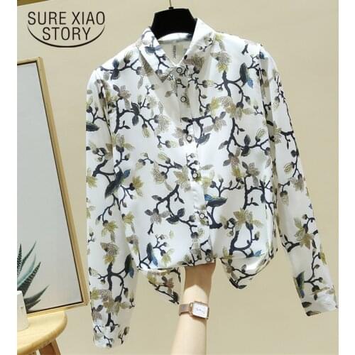 New Fashion Vintage Chiffon Blouse Women 2021 Plus Size Blouses Women Casual Cardigan Printed Long Sleeve Shirt Women Tops 11511