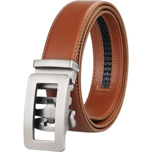 High Quality Genuine Luxury Leather Belts for Men Strap Male Metal Brown Leather Automatic Buckle Belts Famous Brand Belt Men