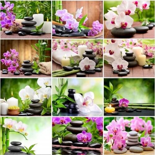 PhotoCustom Oil Painting By Numbers Scenery DIY Paint By Numbers On Canvas 60x75cm Frameless Flowers Draw Number Home Decor