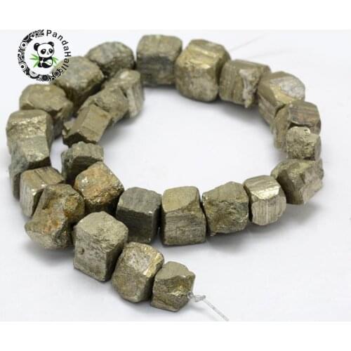 Natural Pyrite Beads Strands, Nuggets, 10~24x10~24mm, Hole: 1mm; about 26~27pcs/strand, 14.9''(38cm)