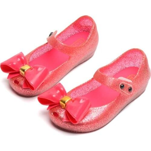 New Arrival Childrens Summer Jelly shoes Princess bow sparkle candy shoes Kids Girl beach shoes HY003