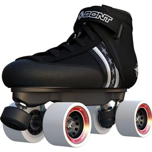 Original Bont Quadstar Double Roller Skates Genuine Leather Heatmouldable Glassfiber Boot Base 4 Wheels Skating Shoes Patines T4