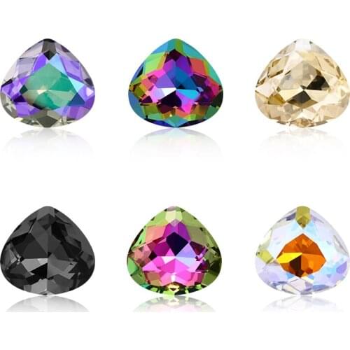 Iridescent Jewelry Decoration 12x13mm Fat Triangle K9 Glass Crystal Rhinestones Pointback Strass for Clothing Crafts Nails Bags