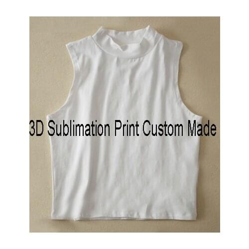 Custom Made Create your own designs 3D Sublimation Print High Collar Milk Silk Crop Tops