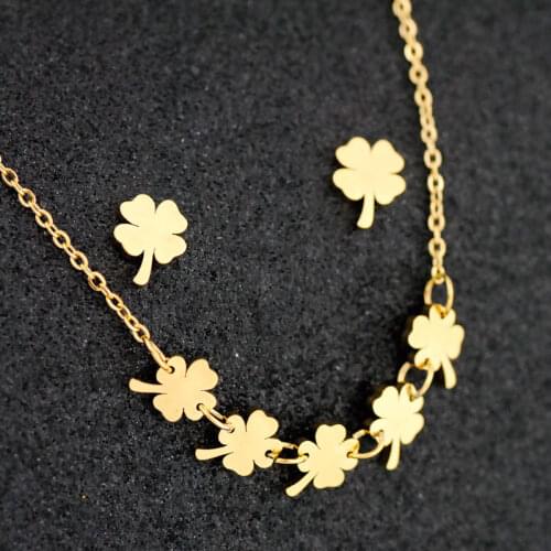 Butterfly Earring Necklace Jewelry Sets For Women Men Stainless Steel Gold Clover Star Cross Choker Fashion Jewelry Gift