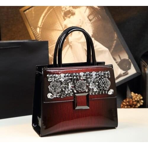 Fashion Cowhide Leather Women handbag Embroidery drill ladies diamonds shoulder messenger bag large capacity portable bags 2020