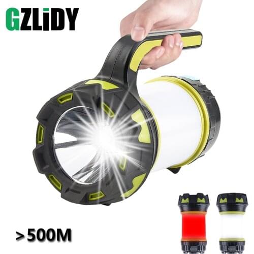 High Power LED Flashlight Powerful Waterproof Spotlight USB Rechargeable Searchlight 6 Modes Camping Lantern Portable Torch