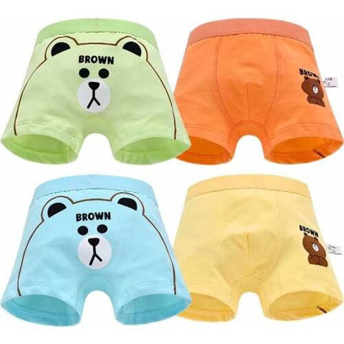 4PIECES cotton Panties kids cartoon childs underwear Panties for boys yellow briefs Boxers for boy boys underpants Boy Shorts
