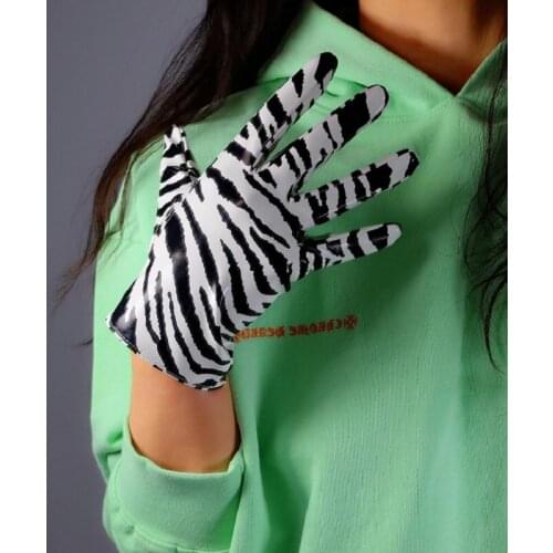 2pair/lot Adult Leopard Zebra-stripe Lady Performance Finger Gloves Wrist Banquet Gloves Tea Party Dancing Pantomime Gloves S365