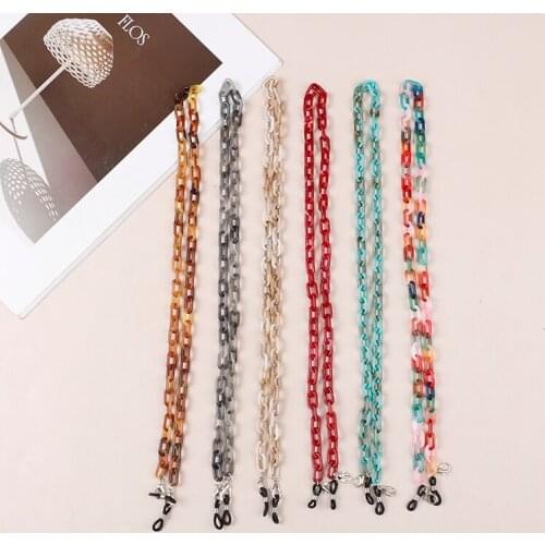 10pcs Acrylic Chains Women Anti Slip Eyewears Sunglasses Glasses Ribbon Clip Adjustable Mask Holder Rope Neck Strap Lanyard