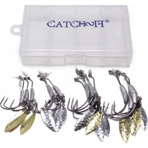16pcs bladed Weighted Fishing Hooks for weedless soft worm pin spring flasher