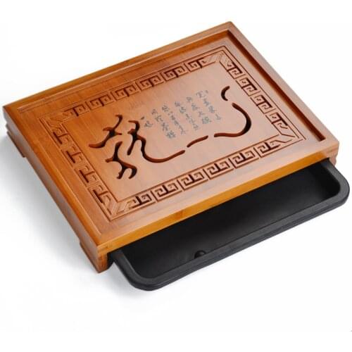 2 Kind Tray Optional Hot Sale Kung Fu Tea Set Natural Wood Bamboo Tea Tray Gongfu Tea Table Serving Tray