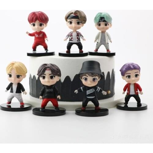 2021 NEW 7PCS Bangtan Boy Groups Model Toys A.R.M.Y Action Figures Toy KPOP Star TOP Group Puppet Collection Gift for Girls
