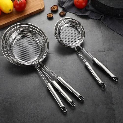 304 Stainless Steel Flat-Bottom Colander Hot Pot Fat Skimmer Spoon for Everyday Frying Steaming and Scooping Kitchen Tool