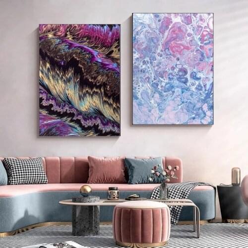 Abstract Colorful Marble Pattern Watercolor Paintings Pink Wall Art Canvas Posters Prints for Living Room Bedroom Decoration