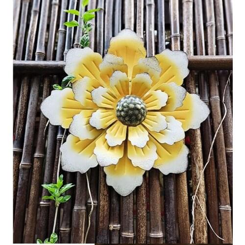 American Wrought Iron Sunflower Flower Wall Hanging Adornments Courtyard Furnishings Decoration Outdoor Garden Ornaments Crafts