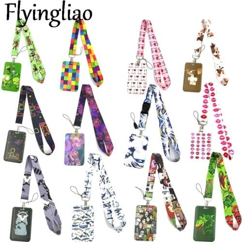 Anime Lanyard Badge Holder ID Card Lanyards Mobile Phone Rope Key Lanyard Neck Straps Keychain Key Ring