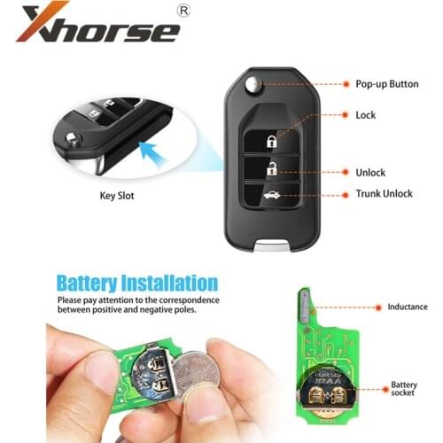 Xhorse VVDI2 for Honda Type XNHO00EN Wireless Universal Remote Key 3 Buttons 1Piece