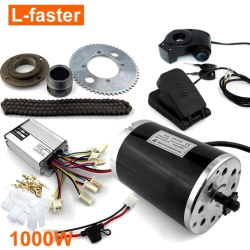 Bracketless 36V48V 1000W Electric Dirt Quad Bike Motor With Gas Pedal Foot Accelerator And Brush Controller 25H Chain Freewheel