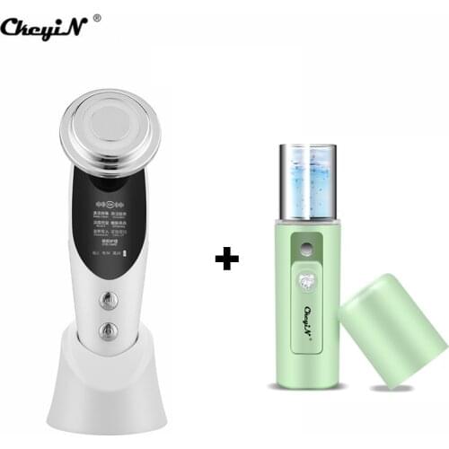 CkeyiN 7 In 1 EMS Facial LED Light Therapy Skin Care Beauty Machine + Nano Facial Steamer 12ml Portable Mist Sprayer Humidifier