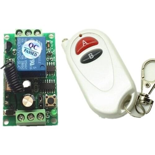 DC12V 1CH RF Wireless Mini Switch Relay Receiver Remote Controllers White AB keys Transmitter Toggle Momentary