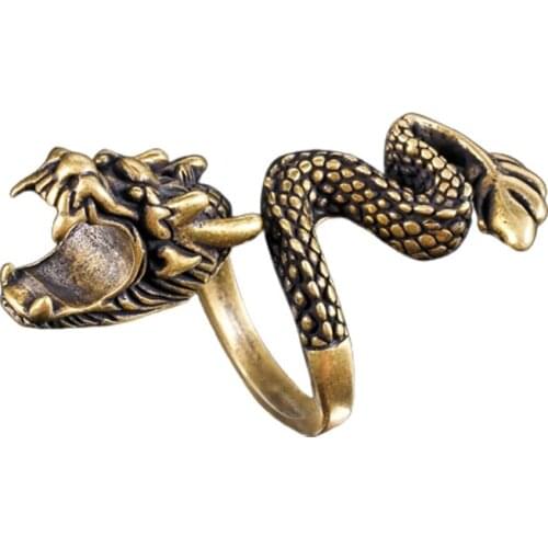 28EB Retro Ring Dragon Cigarette Holder Rack Finger Clip Bronze Opening Adjustable for Cigarettes Holder Smoking Accessories