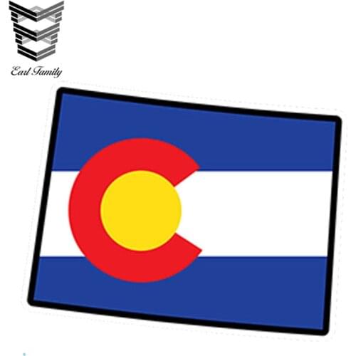 EARLFAMILY 13cm x 9.6cm Car Styling Colorado Flag Map Shape Printed Vinyl Decal Sticker Co USA Car Sticker Waterproof Graphics