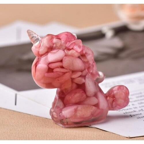 Unicorn Silicone Natural Crystal Gemstone Resin Gravel Handmade Figurine Healing Stone Home Decoration Crafts DIY Gift Souvenir