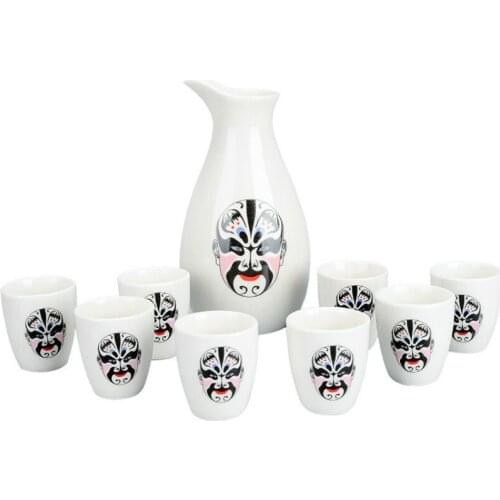 Porcelain Wine Set Antique Shooter Glass Wine Cup Vintage Creative Antique Style White Liquor Cup Drinking Household flagon