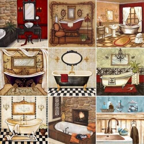 GATYZTORY 40x50cm Painting By Numbers bathtub Digital Painting Landscape On Cavans Frameless DIY pictures by numbers