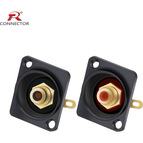 2pcs Female RCA Panel Mount Chassis Socket Connector, Excellent quality, Black Female Socket, Red&Black Colors Available