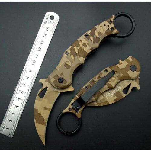 Karambits Tactical Knife OEM EDC Claw Corrosion Pattern 440C Blade Desert Handle Pocket Knifes Survival Tool Outdoor Gift
