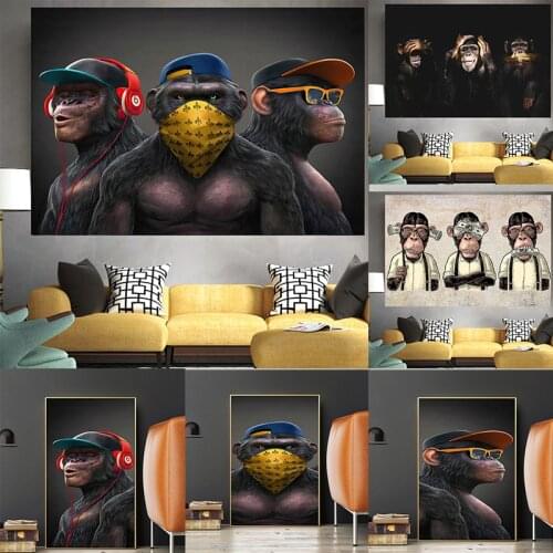 Graffiti Art Color Monkey Animal Graffiti Art Canvas Painting Cuadros Posters Wall Art for Living Room Home Decor